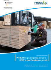 PALETTEN-SERVICE Wismar GmbH: Titelseite der Broschüre &quot; Produktion punktgenau steuern –  RFID in der Palettenwirtschaft&quot;